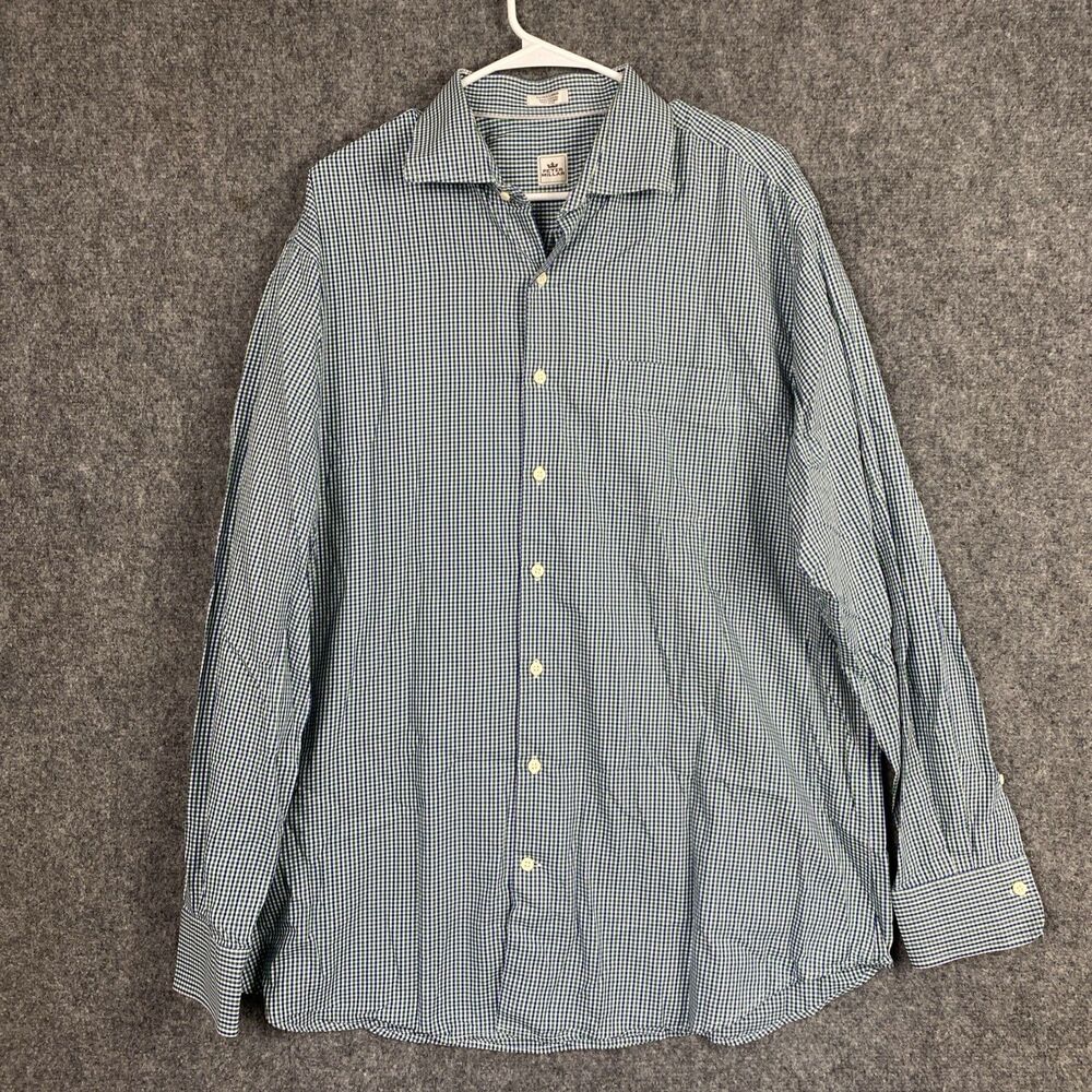 Peter Millar Crown Shirt Mens Size XL Green Blue Check Casual Preppy Office